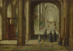 The Interior of a Gothic Church looking East by Hendrik van Steenwijk II