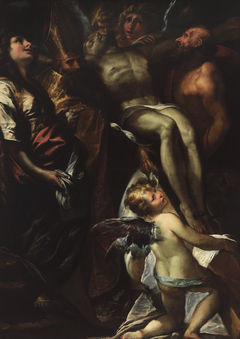 The Lowering of the Cross with Sts Mary ... by Giulio Cesare Procaccini