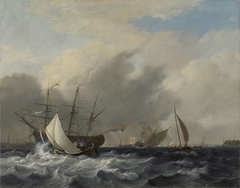 The Navy's Man-of-War 'Amsterdam'off the Westerlaag on Y at Amsterdam by Nicolaas Baur