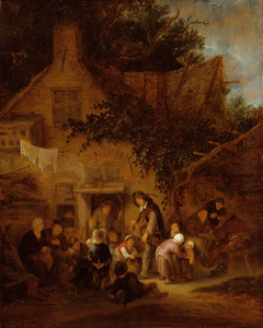 The Organ-Grinder Outside a Cottage by Adriaen van Ostade