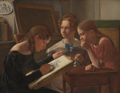 Three Young Girls (The Artist's Sisters: Alvilde, Ida and Henriette) by Constantin Hansen