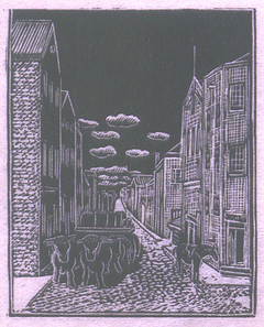 Title page illustration to "Flinders Lane, recollections of Alfred Felton" by Helen Ogilvie