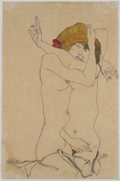 Two Women Embracing by Egon Schiele