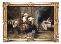 Une chambre où une servante habille des enfants by Pierre Louis Dumesnil