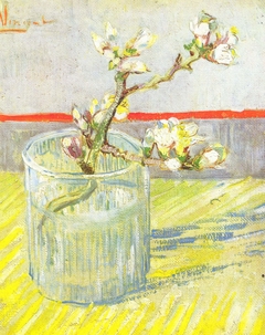 Sprig of Flowering Almond in a Glass by Vincent van Gogh