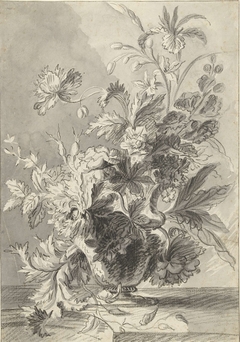 Vaas met bloemen by Jan van Huysum