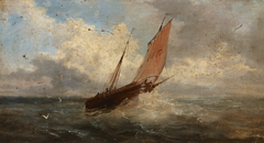 View of the Sea – Boat at the Sea by Jules Coignet