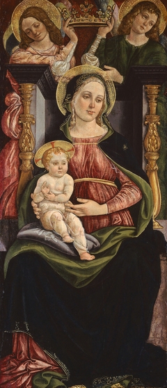 Virgin and Child Enthroned with Two Angels Holding a Crown by Attributed to Ansano Ciampanti