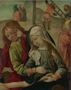 Virgin and Saint John Mourning over the Body of Christ, fragment of a Lamentation of Christ by Master of Delft