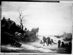 Winter Scene with Figures on an Iced-over Canal by Anonymous