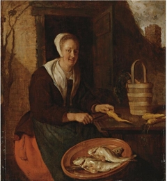 Woman Cleaning Carrots by Gabriël Metsu