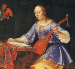 Woman with Cittern by Pieter Cornelisz van Slingelandt