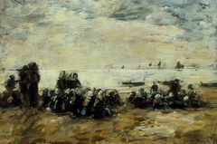 Women Awaiting Fishing Boats on Berck Beach by Eugène Louis Boudin