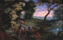 Wooded Landscape with Horsemen and Cattle by Jan Brueghel the Elder