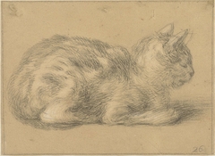 Zittende kat, naar rechts by Unknown Artist