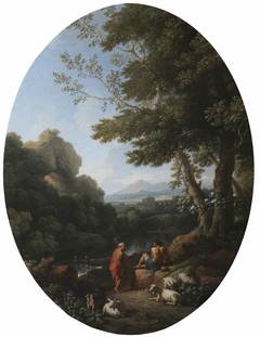 A Classical Landscape with Two Shepherds and Sheep by Jan Frans van Bloemen