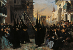 A Confraternity in Procession along Calle Génova, Seville. by Alfred Dehodencq