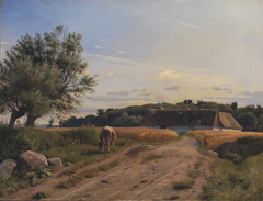 A Croft at Lodskov near Vognserup Manor, Zealand by Johan Lundbye