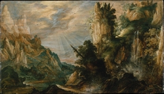 A Mountainous Landscape with a Waterfall by Kerstiaen de Keuninck