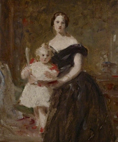 A Portrait Study of a Lady and a Child in an Interior by Daniel Macnee