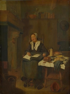 A Woman Asleep by a Fire by Quirijn van Brekelenkam