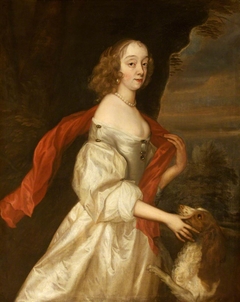 An Unknown Lady with a Spaniel by manner of Sir Anthony Van Dyck