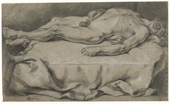 Anatomische studie van liggend mannelijk naakt by Unknown Artist