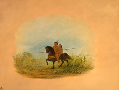 Bride and Groom on Horseback - Connibo by George Catlin
