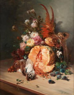 Composition with fruit, flowers and dead birds by Henry Schouten