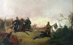 Death of Dionizy Czachowski during battle of Wierzchowiska in 1863. by Antoni Piotrowski