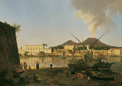 Der Hafen Granatello bei Portici mit dem Vesuv im Hintergrund by Josef Rebell