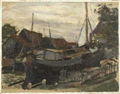 Drydock at Durgerdam, oil sketch by Piet Mondrian