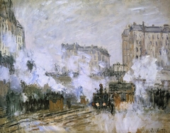 Exterior of Saint-Lazare train station, arrival of a train by Claude Monet