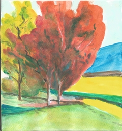 Fall Trees - Watercolor by James Partin