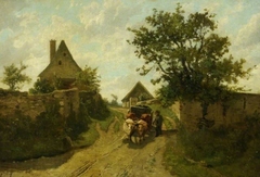 Farmhouses, St Aubin, Jersey by Henri Harpignies