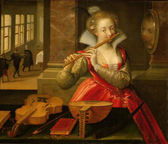 Flötenspielerin (Allegorie der Musik?) by Dirck de Quade van Ravesteyn