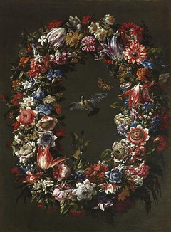 Flower Garland, Birds and Butterfly by Juan de Arellano