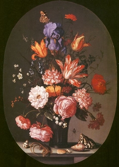 Flowers in a Glass Vase by Balthasar van der Ast