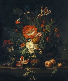 Flowers in a terracotta vase by Rachel Ruysch