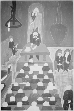 Frederick Douglass listened to William Lloyd Garrison denounce slavery by Jacob Lawrence