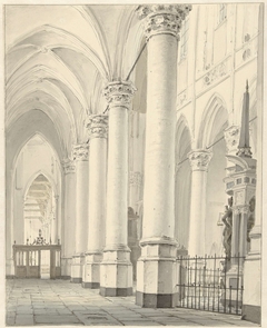 Gezicht in de Nieuwe Kerk te Delft by Johannes Jelgerhuis