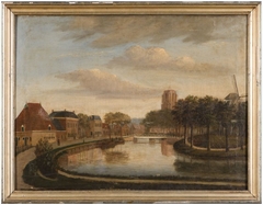 Gezicht op de Vrouwepoortsbrug met op achtergrond de Oldehove by anonymous painter