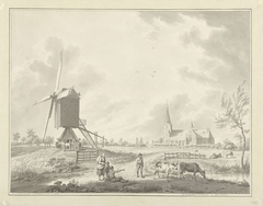 Gezicht over het moolepad op de kerk van Raamsdonk by Cornelis van Cuylenburgh II