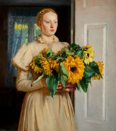 Girl with Sunflowers (1893) by Michael Peter Ancher