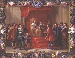 Guillaume-Raymond Moncada visiting the King of Aragon possibly Charles by Luigi Primo