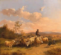 Hirte mit Schafherde by Wilhelm Melchior