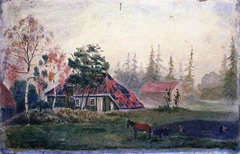 Horse and Wagon in front of Farm Buildings by Edvard Munch