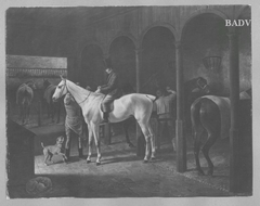 Horse-stable, gentleman in horse-back by Franz Krüger