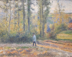 Hunter in a Landscape near Pontoise by Camille Pissarro