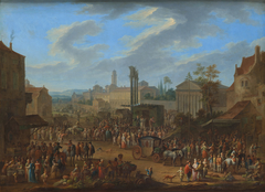 Jahrmarkt mit Tempel und Maibaum by Franz de Paula Ferg